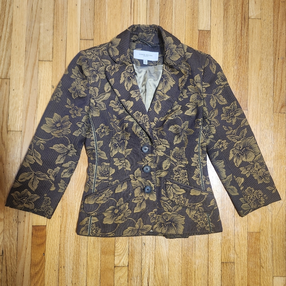 Karen Millen Dark Brown Floral Blazer